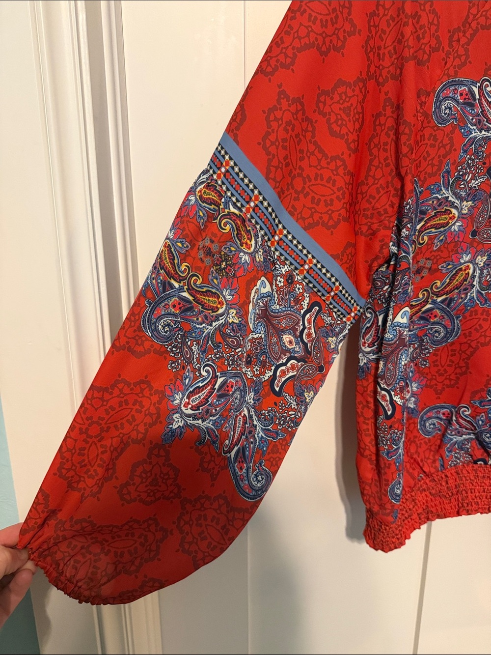 Reba Red Floral Print Faux Wrap Top - Picture 9 of 9